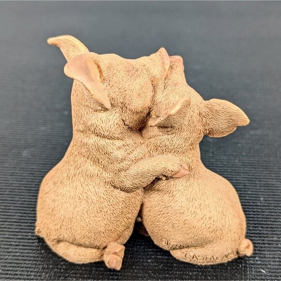 Vintage 1990 Castagna Kissing Pigs Realistic Resin Figure 3" Italy Honeymoon - Picture 3 of 6